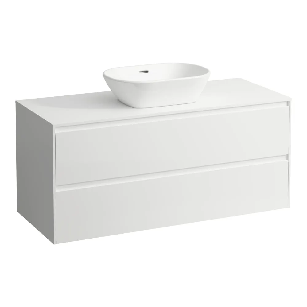 LAUFEN LANI Schubladenelement 1200, 2 Schubladen, Ausschnitt Mitte, Abdeckplatte 12 mm 1180 x 495 x 525 mm #H4043311122661 - 260 - Weiß matt