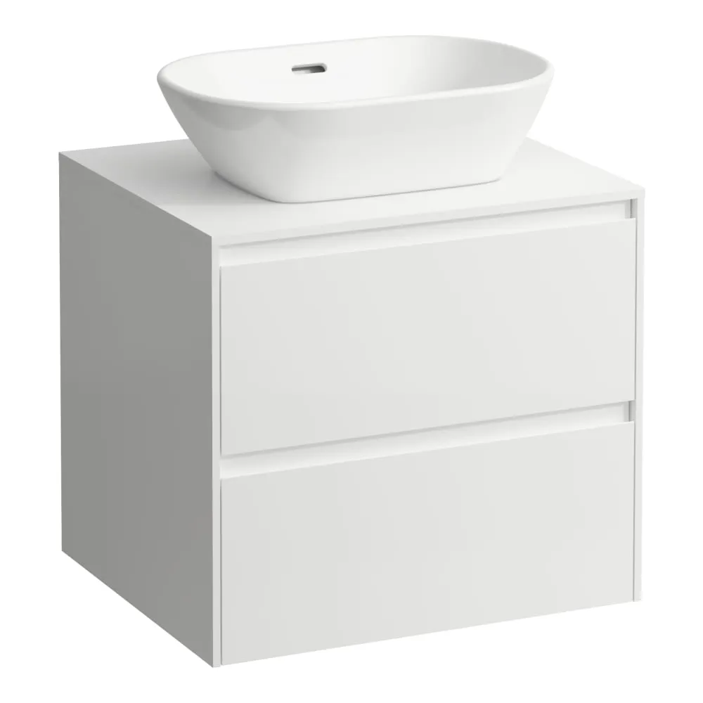 LAUFEN LANI Schubladenelement 600, 2 Schubladen, Ausschnitt Mitte, Abdeckplatte 12 mm 585 x 495 x 525 mm #H4043011122671 - 260 - Weiß matt
