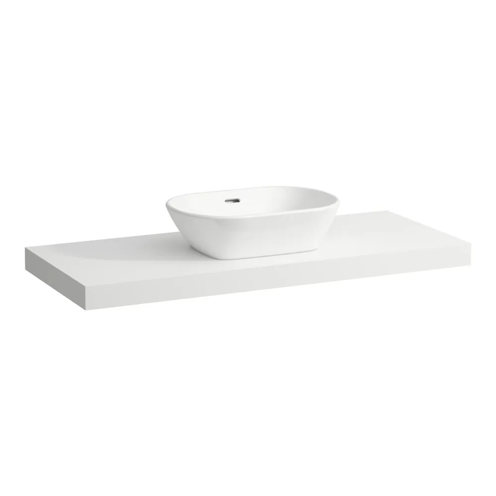 LAUFEN LANI Waschtischplatte 1200, 65 mm dick, Ausschnitt Mitte, inkl. 2 Wandhalterungen 1185 x 495 x 65 mm #H4046711122671 - 260 - Weiß matt