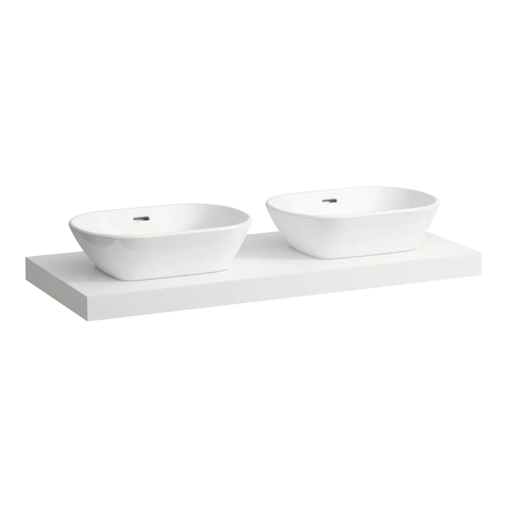 LAUFEN LANI Waschtischplatte 1200, 65 mm dick, Ausschnitt links und rechts, inkl. 2 Wandhalterungen 1185 x 495 x 65 mm #H4046741122671 - 260 - Weiß matt