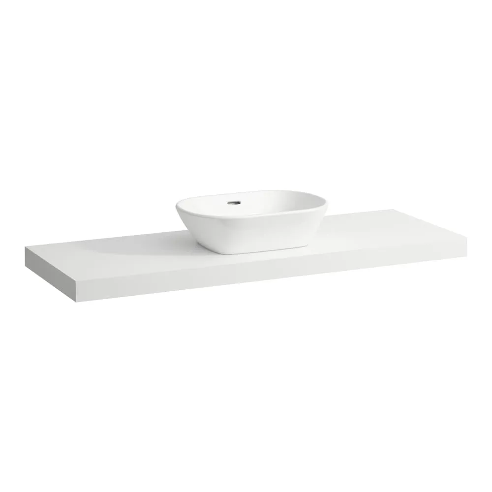 LAUFEN LANI Waschtischplatte 1400, 65 mm dick, Ausschnitt Mitte, inkl. 3 Wandhalterungen 1370 x 495 x 65 mm #H4046811122661 - 260 - Weiß matt