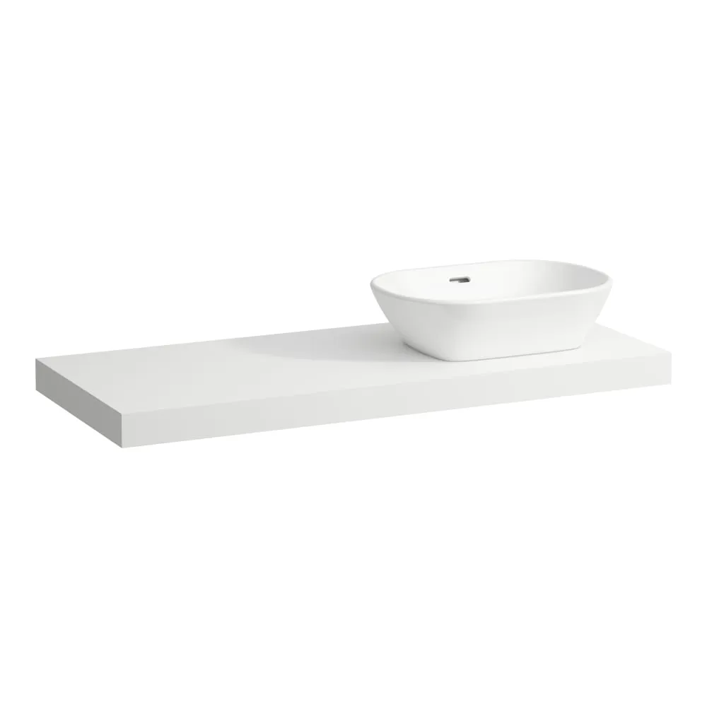 LAUFEN LANI Waschtischplatte 1200, 65 mm dick, Ausschnitt rechts, inkl. 2 Wandhalterungen 1185 x 495 x 65 mm #H4046731122661 - 260 - Weiß matt