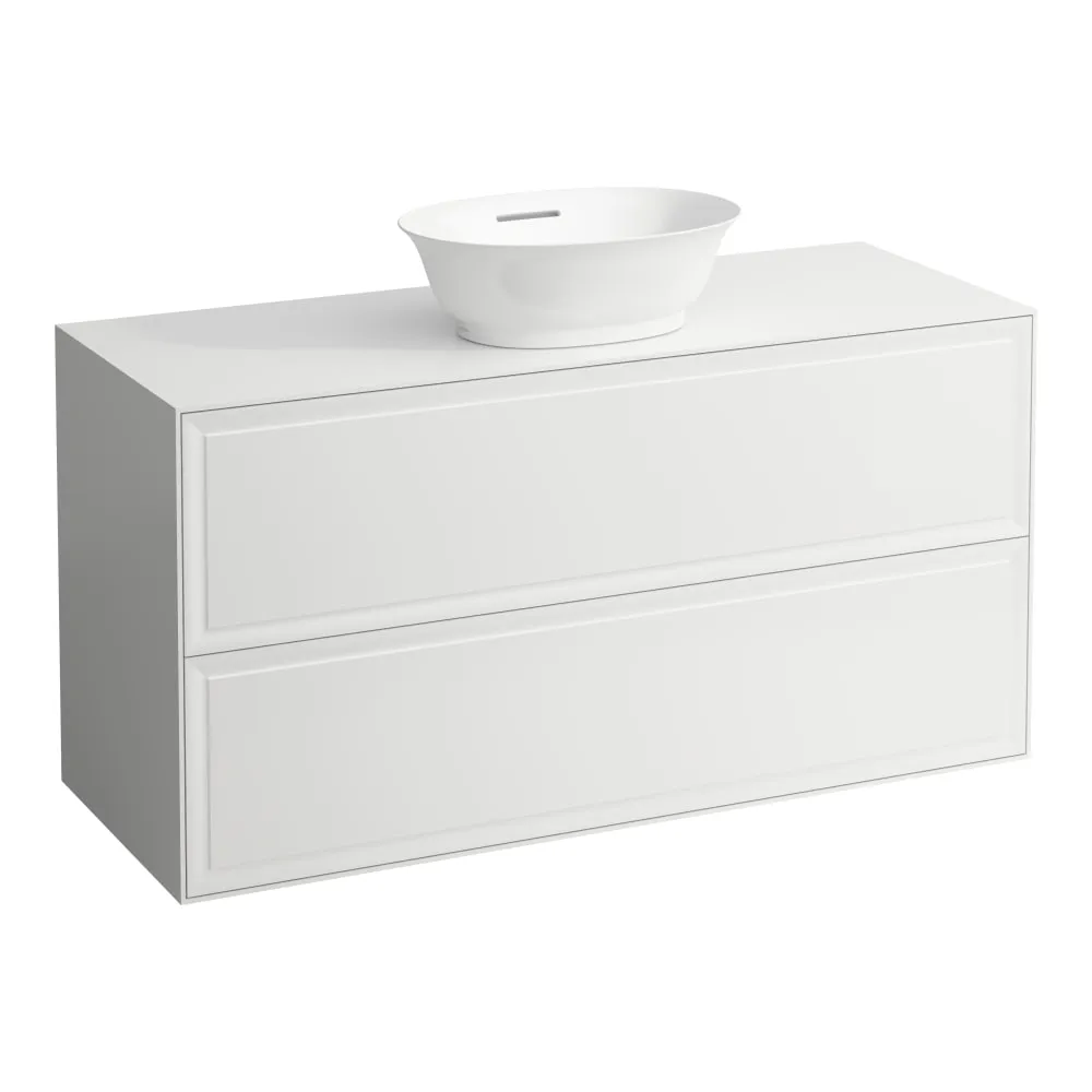 LAUFEN THE NEW CLASSIC Schubladenelement 1200, 2 Schubladen, mit Ausschnitt Mitte, passend zu Aufsatzhandwaschbecken H816852 1175 x 455 x 600 mm #H4060240851701 - 170 - Weiß matt