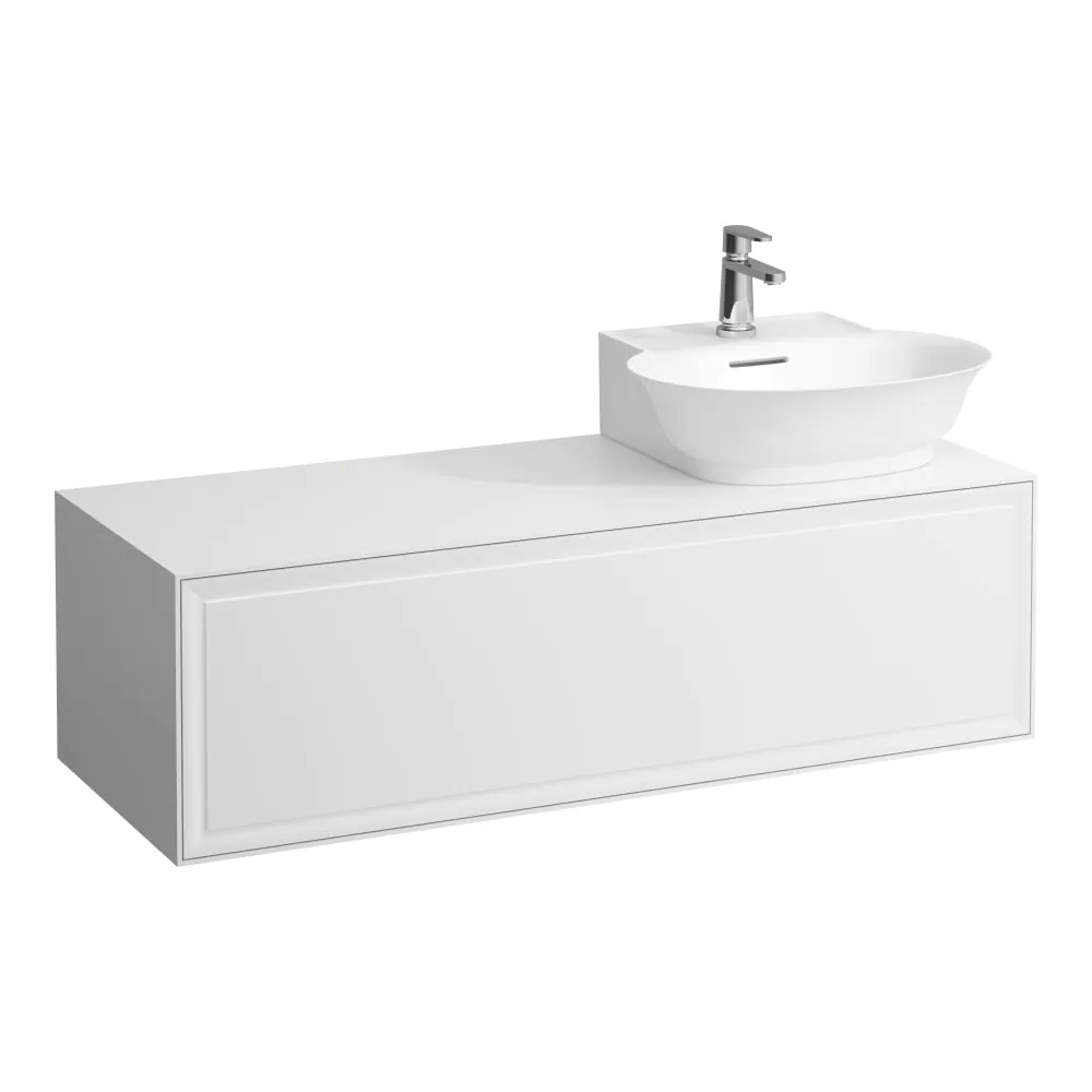 LAUFEN THE NEW CLASSIC Schubladenelement 1200, 1 Schublade, Ausschnitt rechts, passend zu Aufsatzhandwaschbecken H816852 1175 x 455 x 345 mm #H4060860851701 - 170 - Weiß matt