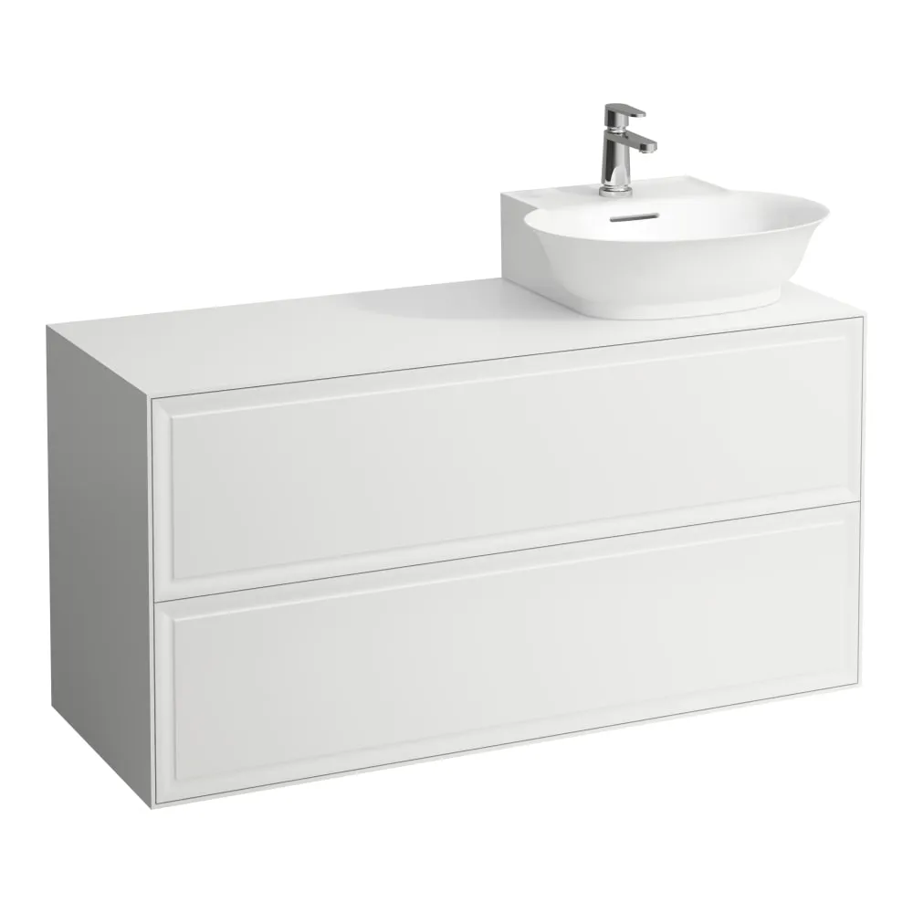 LAUFEN THE NEW CLASSIC Schubladenelement, 2 Schubladen, Ausschnitt rechts, passend zu Aufsatzhandwaschbecken H816852 1175 x 455 x 600 mm #H4060880856271 - 170 - Weiß matt