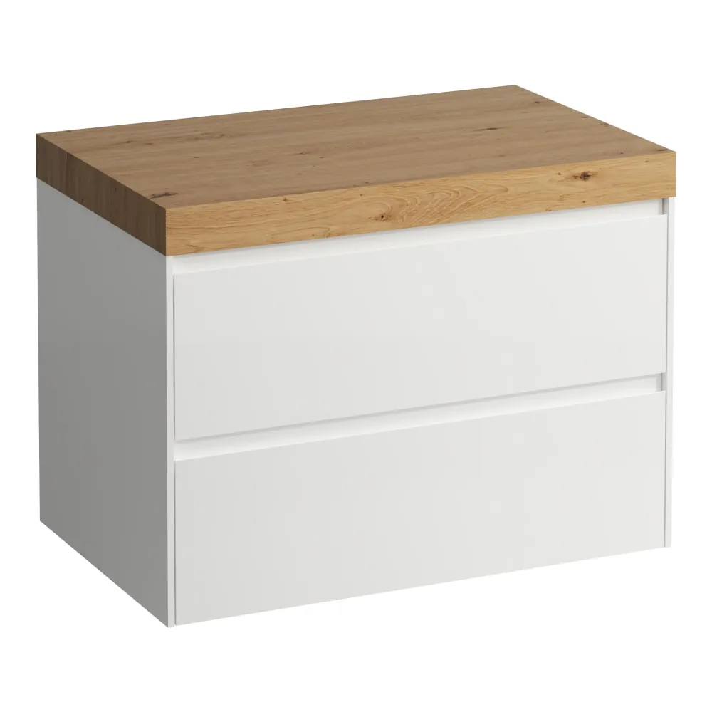 LAUFEN LANI Modular 800, Waschtischplatte 65 mm (.267 Wildeiche), ohne Ausschnitt, 2 Schubladen 785 x 495 x 580 mm #H4065501129901 - 260 - Weiß matt