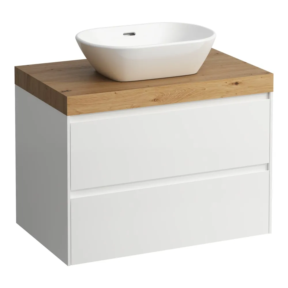 LAUFEN LANI Modular 800, Waschtischplatte 65 mm (.267 Wildeiche), Ausschnitt Mitte, 2 Schubladen 785 x 495 x 580 mm #H4065511129991 - 260 - Weiß matt