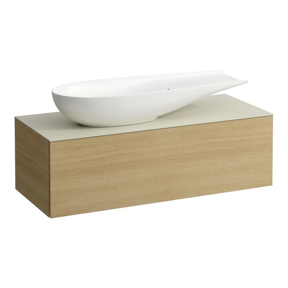 LAUFEN ILBAGNOALESSI Schubladenelement 1200, 1 Schublade, Ausschnitt links, Calce Avorio Top inkl. gebohrtes Hahnloch, passend zu Waschtisch H818974 1200 x 500 x 370 mm #H4313240972601 - 250 - Eiche hell