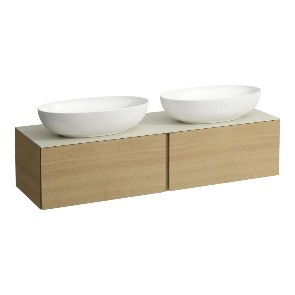 LAUFEN ILBAGNOALESSI Schubladenelement 1600, 2 Schubladen, Ausschnitt links und rechts, Calce Avorio Top, passend zu Waschtisch H818975/6, H818977/8 1600 x 500 x 370 mm #H4313540979991 - 250 - Eiche hell