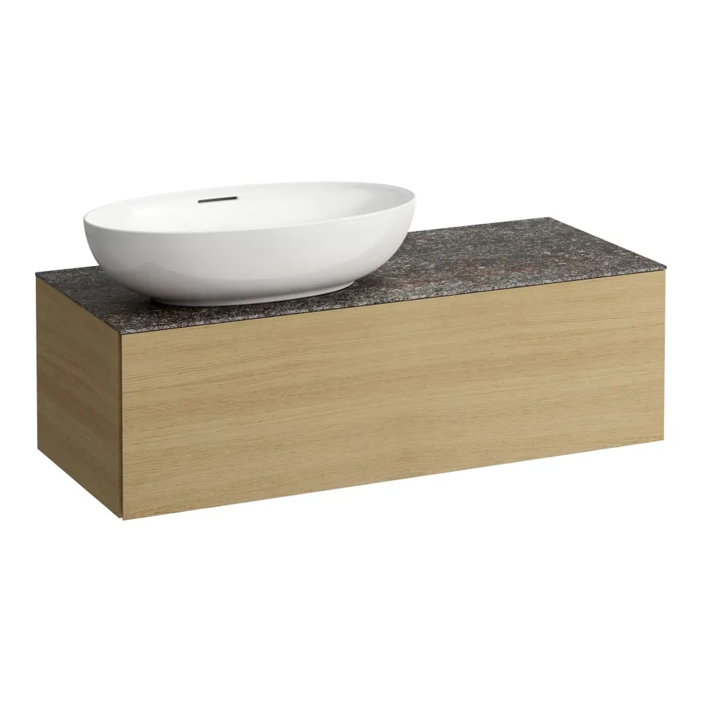 LAUFEN ILBAGNOALESSI Schubladenelement 1200, 1 Schublade, Ausschnitt links, Marrone Naturale Top inkl. gebohrtes Hahnloch, passend zu Waschtisch H818977/8 1200 x 500 x 370 mm #H4323100979991 - 250 - Eiche hell