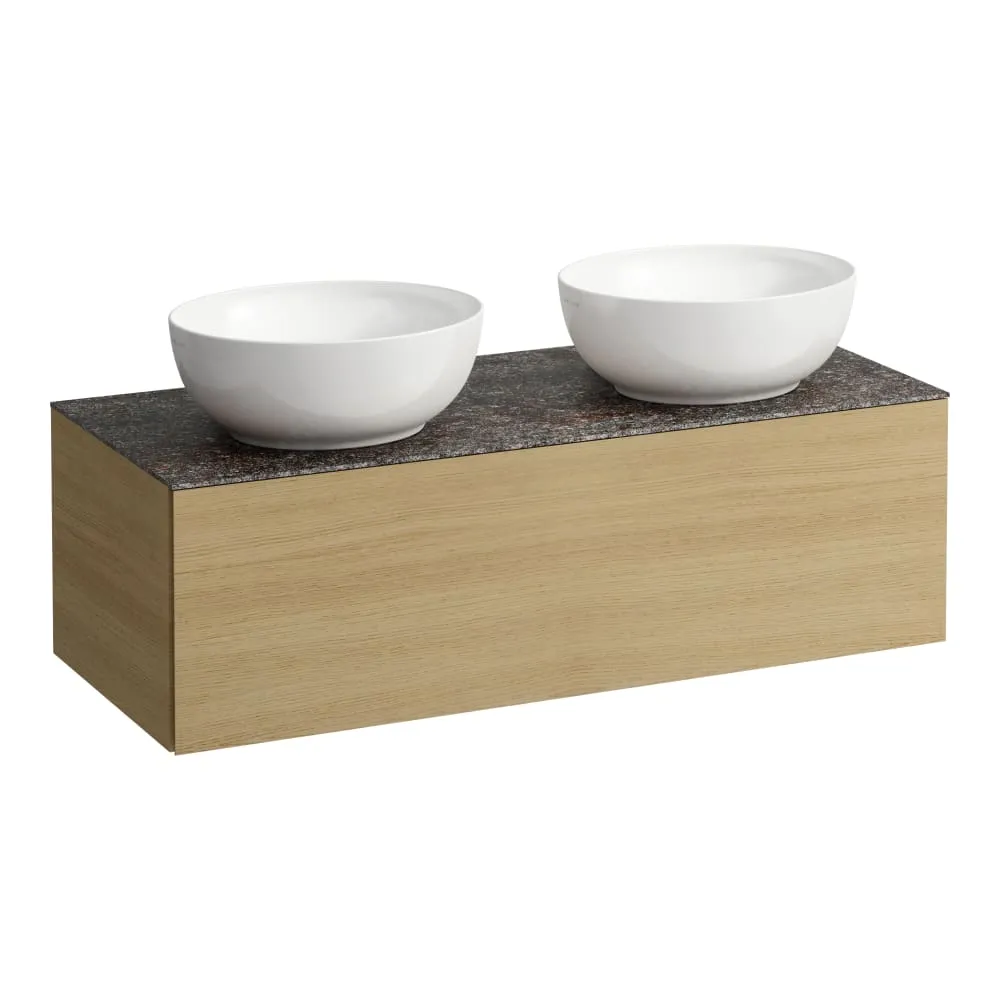 LAUFEN ILBAGNOALESSI Schubladenelement 1200, 1 Schublade, Ausschnitt links und rechts, Marrone Naturale Top, passend zu Waschtisch H818975/6 1200 x 500 x 370 mm #H4323140976301 - 250 - Eiche hell