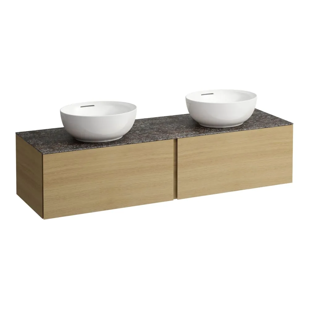 LAUFEN ILBAGNOALESSI Schubladenelement 1600, 2 Schubladen, Ausschnitt links und rechts, Marrone Naturale Top, passend zu Waschtisch H818975/6, H818977/8 1600 x 500 x 370 mm #H4323540976301 - 250 - Eiche hell