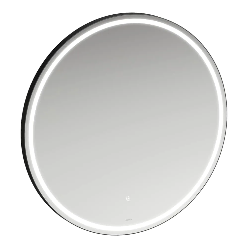 LAUFEN BASE 2.0 Spiegel rund, 800 mit LED Licht, 1 touch Sensor 800 x 30 x 800 mm #H4443911084501 - 450 - Schwarz matt