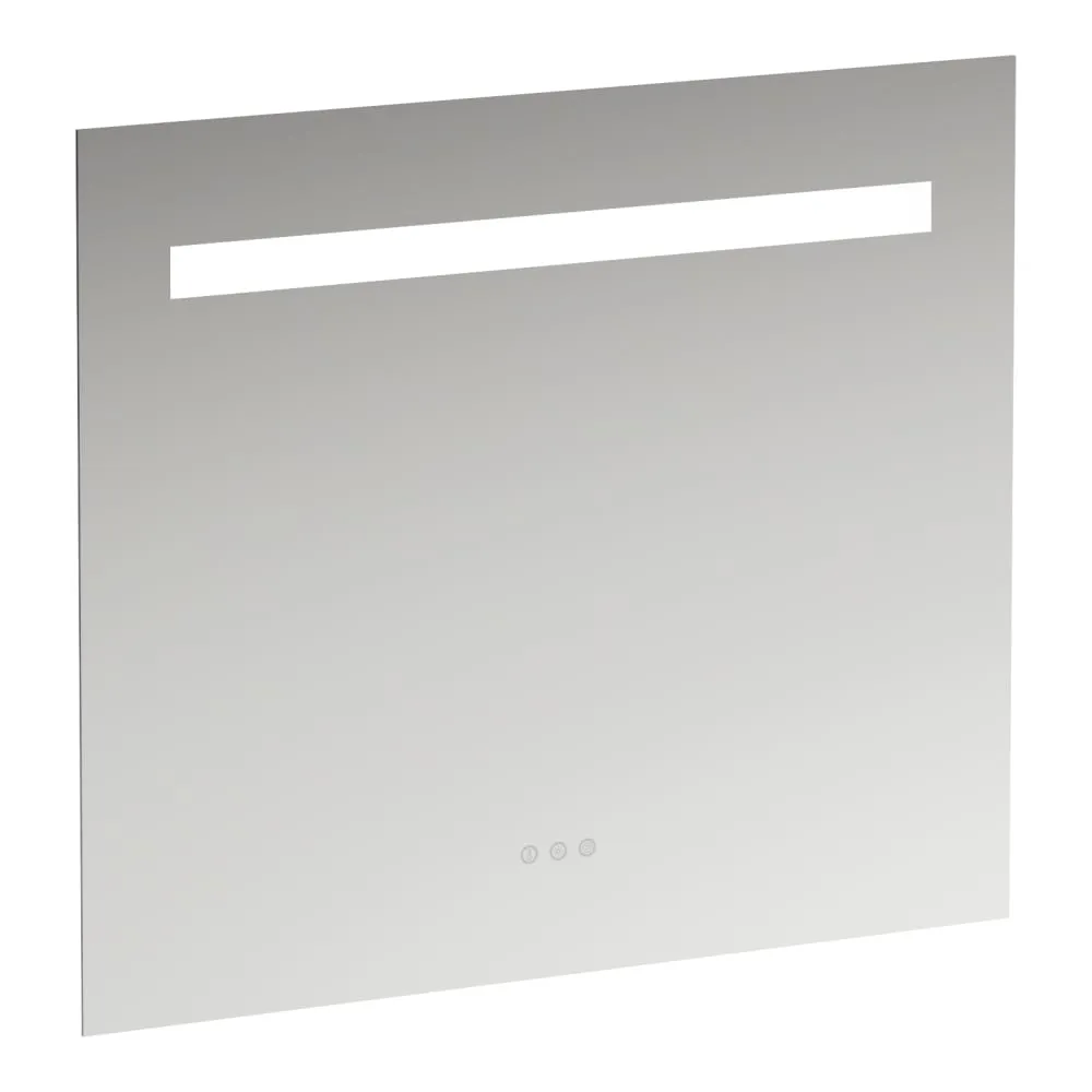 LAUFEN LEELO Spiegel, 800 mm, mit integrierter horizontaler LED-Beleuchtung und Ambientelicht, 3 Touch Sensorschalter (An-Aus/ Dimmer/ Farbtemperaturwechsel 2700-6000K), Aluminiumrahmen, IP44 800 x 30 x 700 mm #H4476439501441