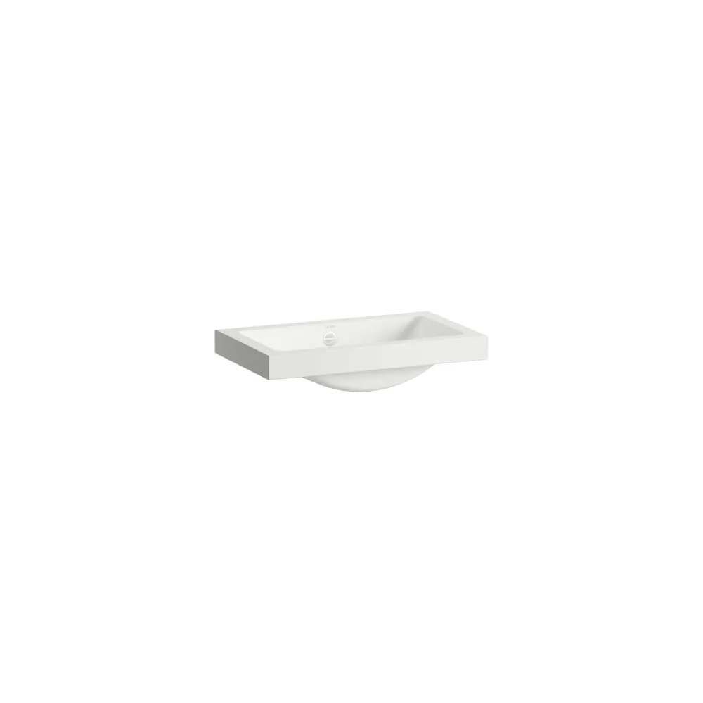 LAUFEN CLASSICS Einbauwaschtisch von oben, aus Vitreon Stahl, ohne Armaturenbank, ohne Hahnloch, mit Überlauf, inklusive Befestigungsset, Überlaufgarnitur 585 x 347 x 135 mm #H512CL30001091 - 000 - Weiß