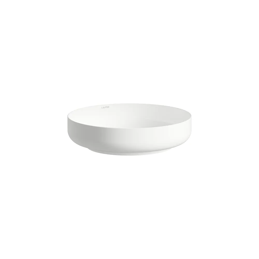 LAUFEN SONDO Waschtisch-Schale, aus Vitreon Stahl, ohne Armaturenbank, ohne Hahnloch, ohne Überlauf, inklusive Befestigungsset, Schaftventil, Distanzring schwarz 400 x 400 x 102 mm #H512SO40191121 - 000 - Weiß