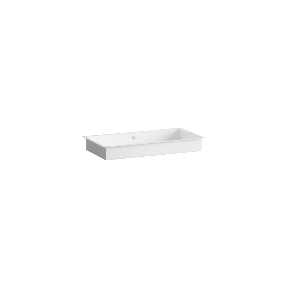 LAUFEN METAPHOR Einbauwaschtisch von unten, aus Vitreon Stahl, ohne Armaturenbank, ohne Hahnloch, mit Überlauf, inklusive Befestigungsset, Überlaufgarnitur 794 x 419 x 111 mm #H513ME70001091 - 000 - Weiß