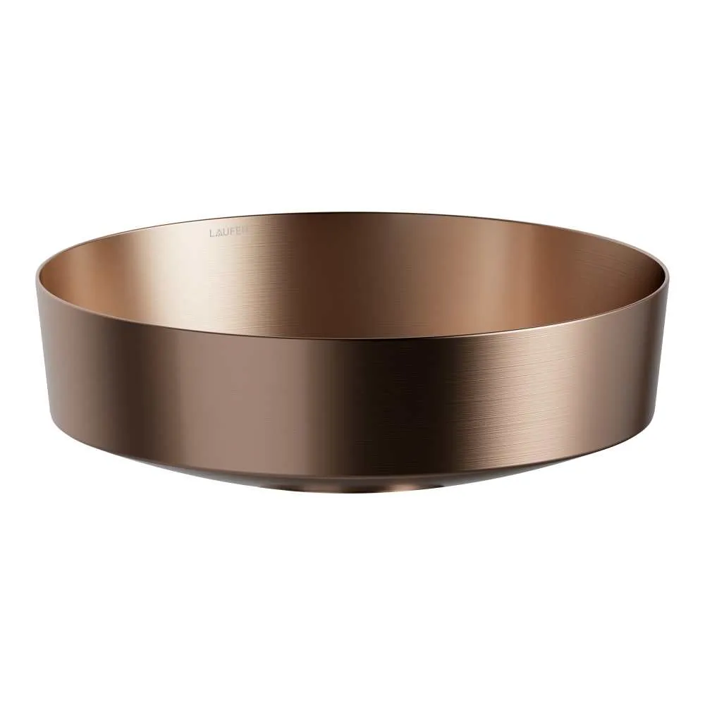 LAUFEN RIVO Waschtisch-Schale, Edelstahl mit PVD-Beschichtung, ohne Armaturenbank, ohne Hahnloch, ohne Überlauf, inklusive Befestigungsset, Schaftventil 400 x 400 x 147 mm #H512RO41531121 - 153 - Kupfer gebürstet