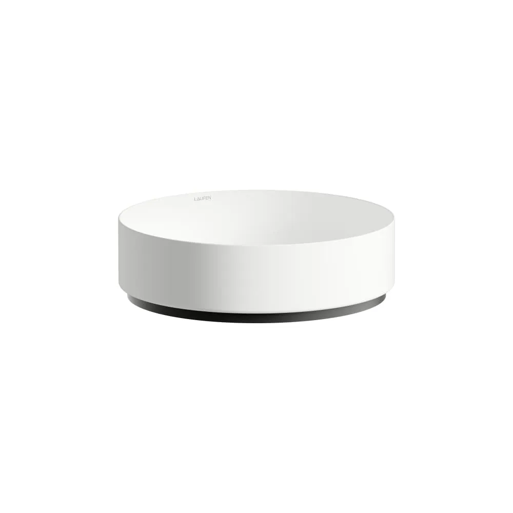 LAUFEN UNISONO Waschtisch-Schale, aus Vitreon Stahl, ohne Armaturenbank, ohne Hahnloch, ohne Überlauf, inklusive Befestigungsset, Schaftventil, Distanzring schwarz 400 x 400 x 116 mm #H512UO4B991121 - 000 - Weiß