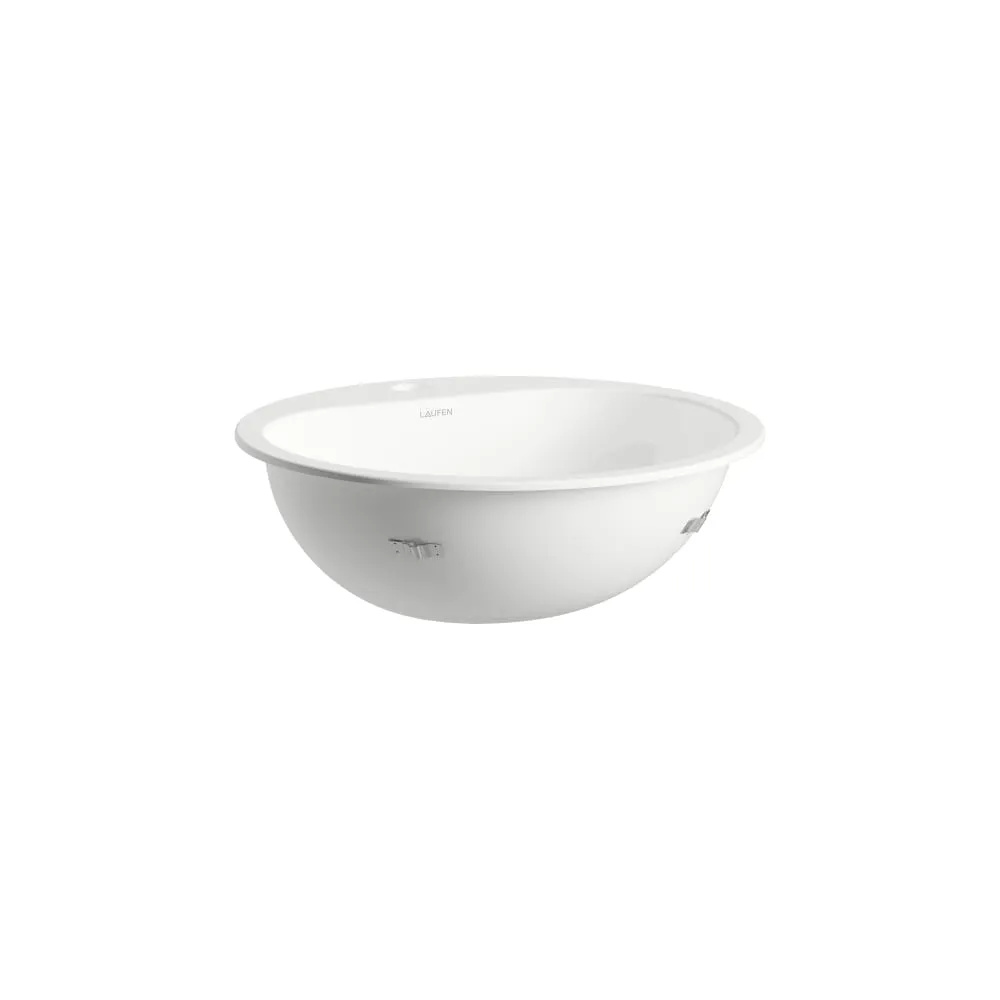 LAUFEN CLASSICS Einbauwaschtisch von oben, aus Vitreon Stahl, mit Armaturenbank, mit einem Hahnloch, mittig, inklusive Befestigungsset, PVC-Dichtprofil 475 x 475 x 186 mm #H517CL60001111 - 000 - Weiß