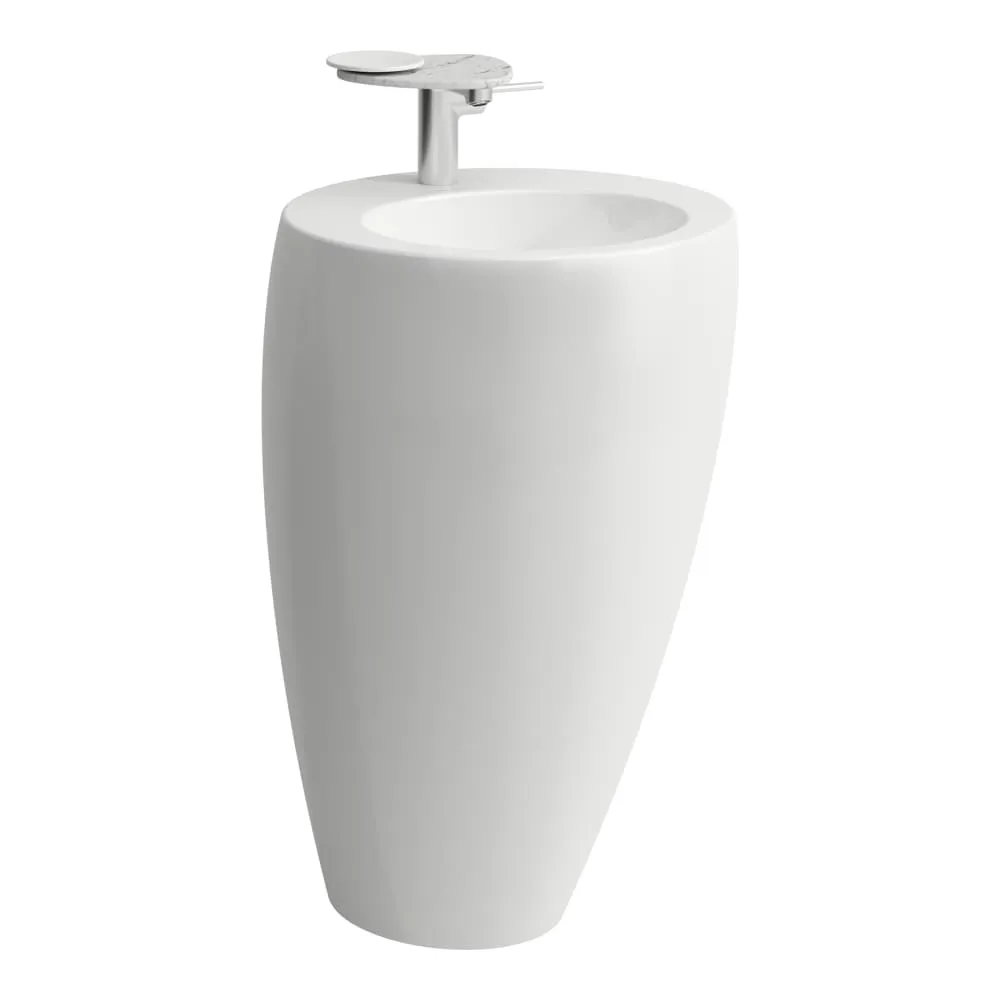 LAUFEN ILBAGNOALESSI Waschtisch mit integrierter Säule, mit Wandanbindung, ohne Überlauf, inkl. Ablaufventil mit Ventilabdeckung Keramik 520 x 530 x 850 mm #H8119714001091 - 400 - Weiẞ LCC (LAUFEN Clean Coat)