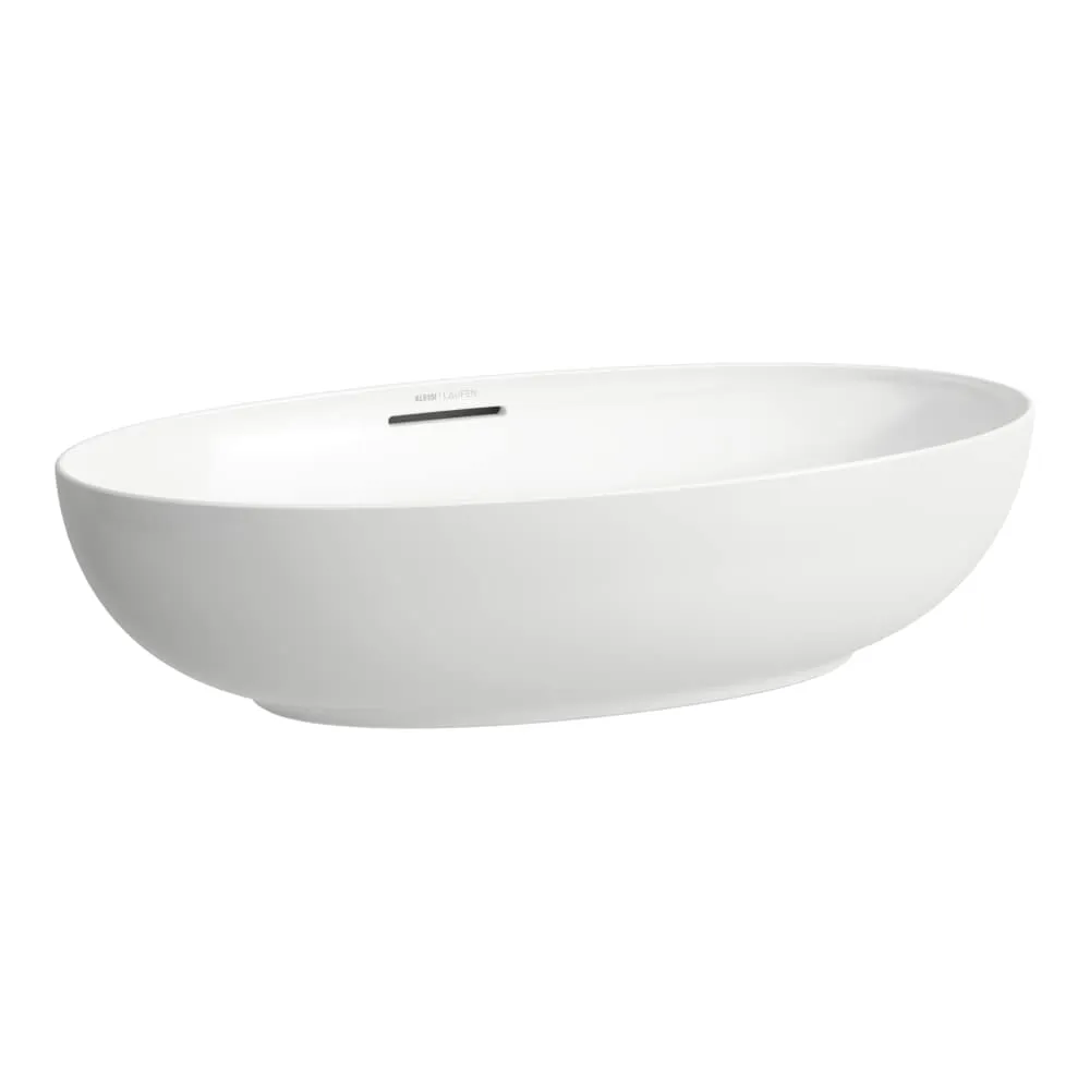 LAUFEN ILBAGNOALESSI Waschtisch-Schale mit Überlaufkanal, oval, inkl. Ablaufventil mit Ventilabdeckung Keramik 700 x 405 x 170 mm #H8189781881091 - 400 - Weiẞ LCC (LAUFEN Clean Coat)