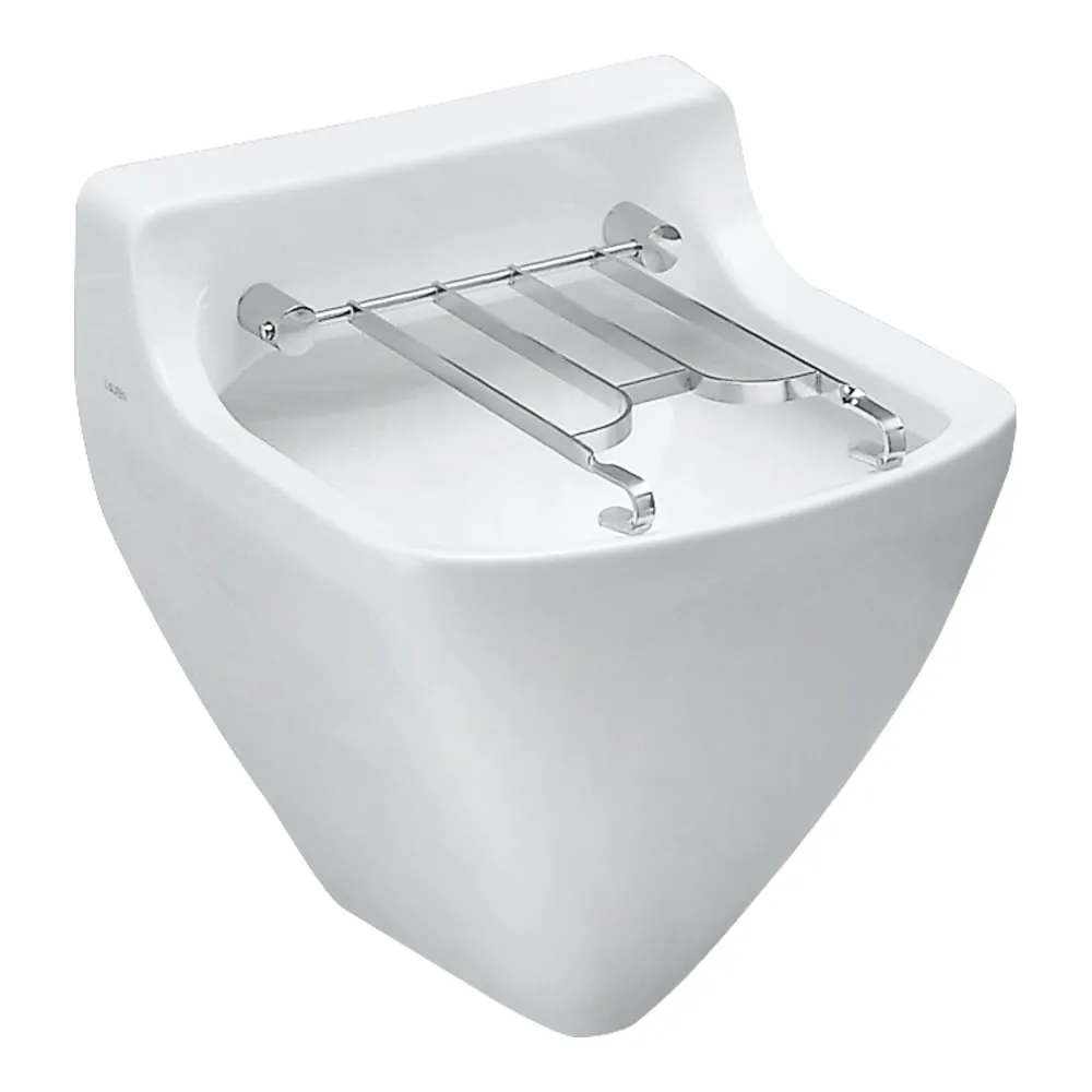 LAUFEN BERNINA Ausgussbecken wandhängend, mit Randspülung, Wasserzulauf innen, Abgang innen waagerecht mit Klapprost, verchromt 505 x 510 x 440 mm #H8542110000001 - 000 - Weiß