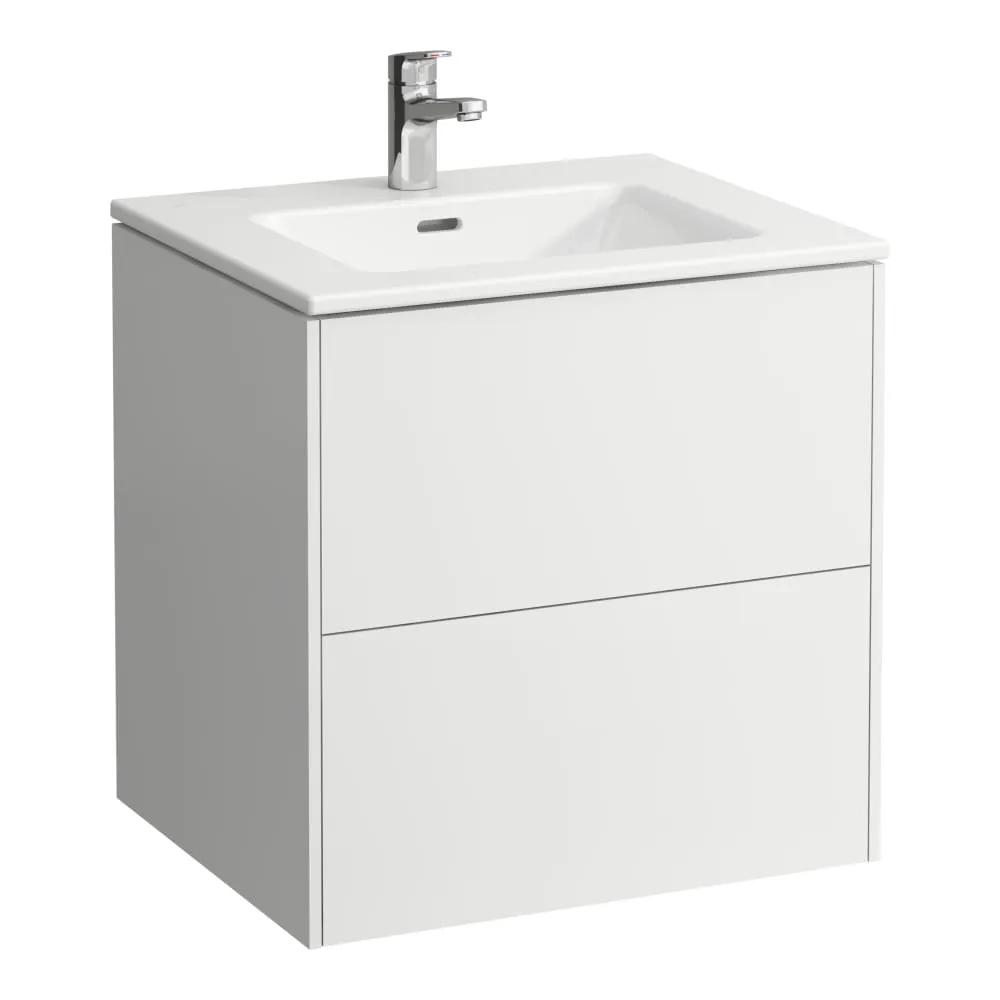 LAUFEN Komplettset 600 mm, Waschtisch "slim" mit Waschtischunterbau 'Base' mit 2 Schubladen, inkl. Schubladen-Ordnungssystem 600 x 500 x 610 mm #H8649602631041 - 260 - Weiß matt
