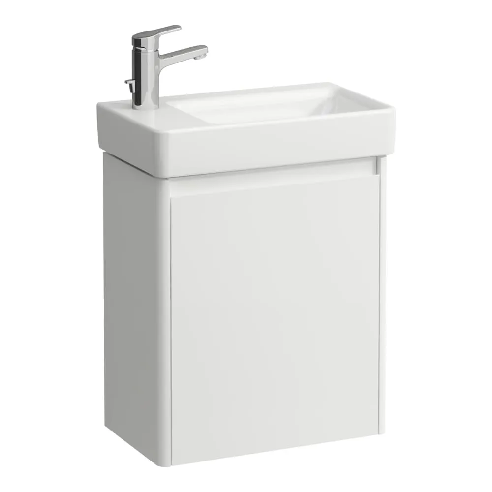 LAUFEN Komplettset 480: PRO S Waschtisch H815955 weiß, 1 Hahnloch + BASE 2.0 Waschtischunterbau H411231, 1 Tür, Scharnier links 480 x 280 x 605 mm #H8659652671041 - 260 - Weiß matt
