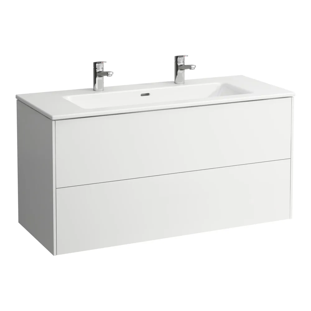 LAUFEN Komplettset 1200 mm, Waschtisch "slim" mit Waschtischunterbau 'Base' mit 2 Schubladen, inkl. Schubladen-Ordnungssystem 1200 x 500 x 610 mm #H8649632611071 - 260 - Weiß matt
