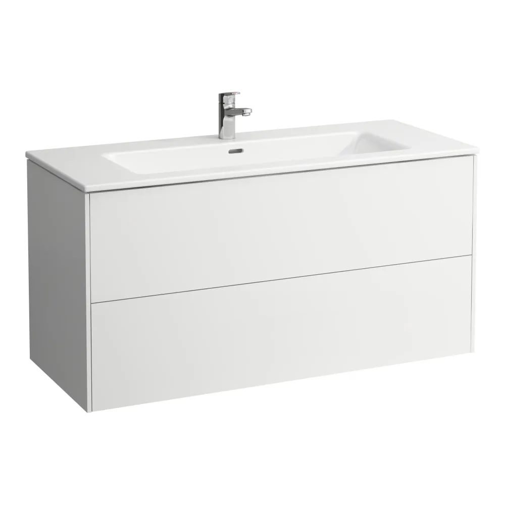 LAUFEN Komplettset 1200 mm, Waschtisch "slim" mit Waschtischunterbau 'Base' mit 2 Schubladen, inkl. Schubladen-Ordnungssystem 1200 x 500 x 610 mm #H8649632661041 - 260 - Weiß matt