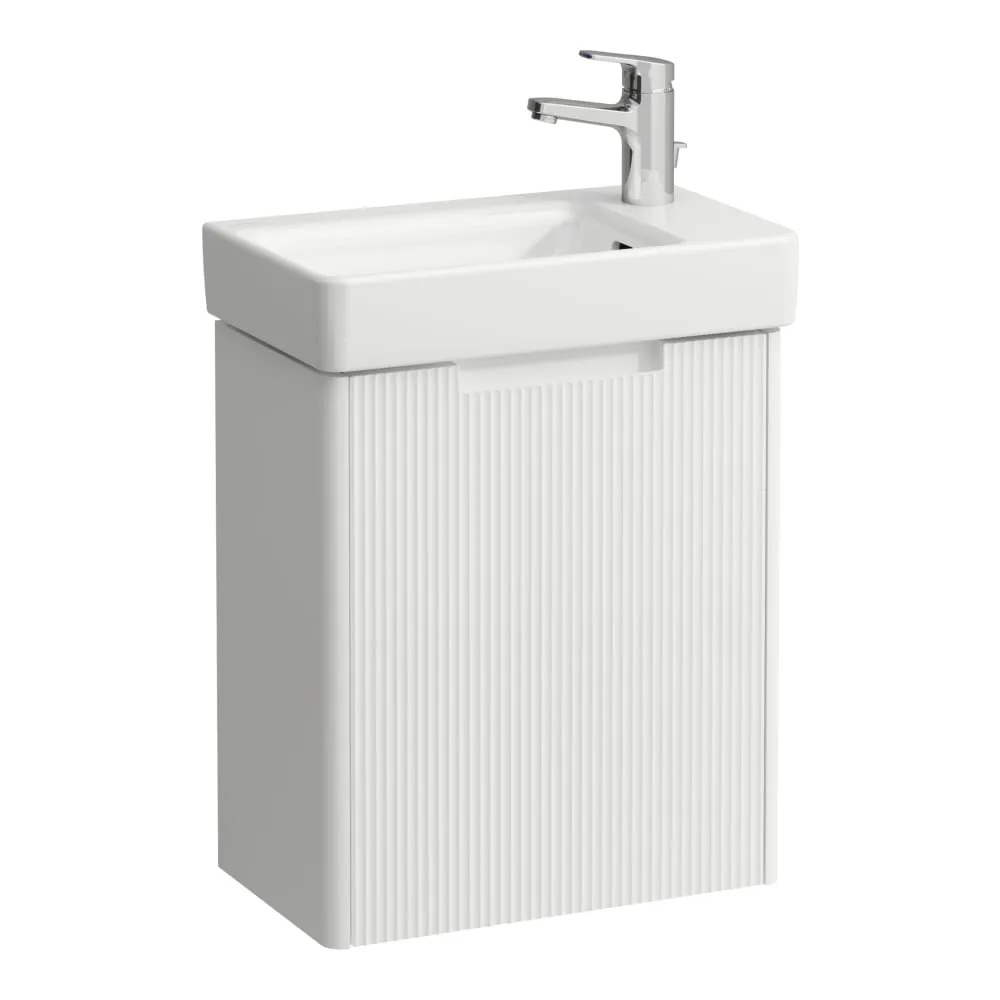 LAUFEN Komplettset 480: PRO S Waschtisch H815954 weiß, 1 Hahnloch +JUNA Waschtischunterbau H411452, 1 Tür, Scharnier rechts 480 x 280 x 605 mm #H8659672661041 - 260 - Weiß matt