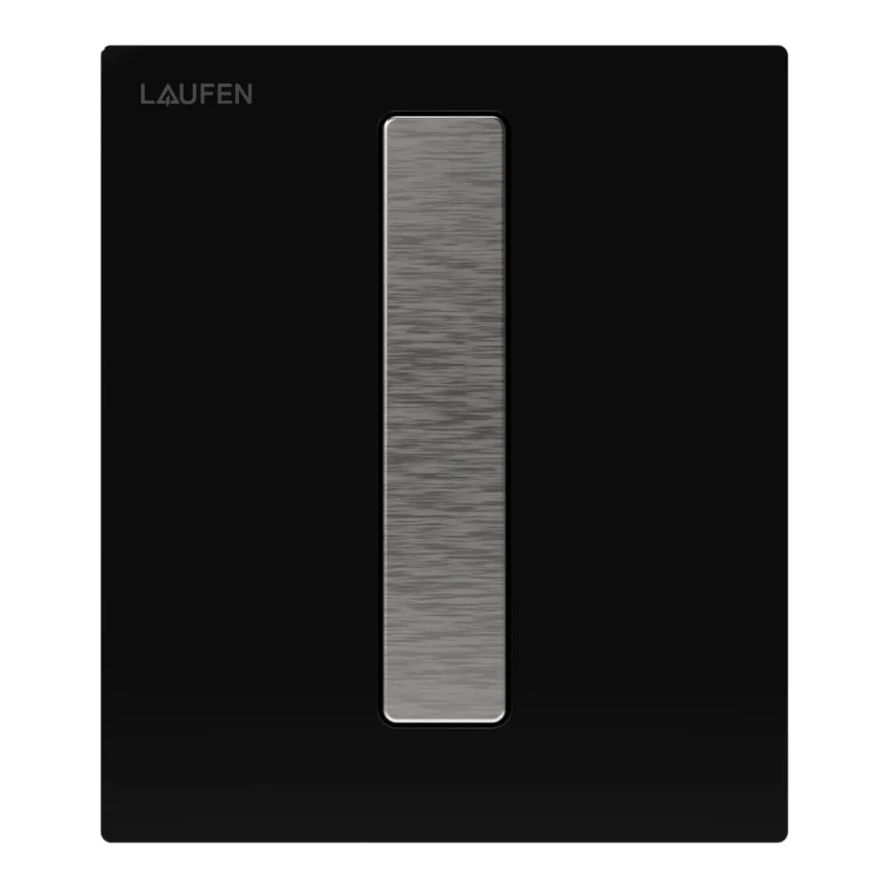 LAUFEN INEO Betätigungsplatte Urinal INEO AU102 125 x 145 x 10 mm #H9091020780001 - 124 - Schwarz mit Metalltasten in Optik Edelstahl gebürstet