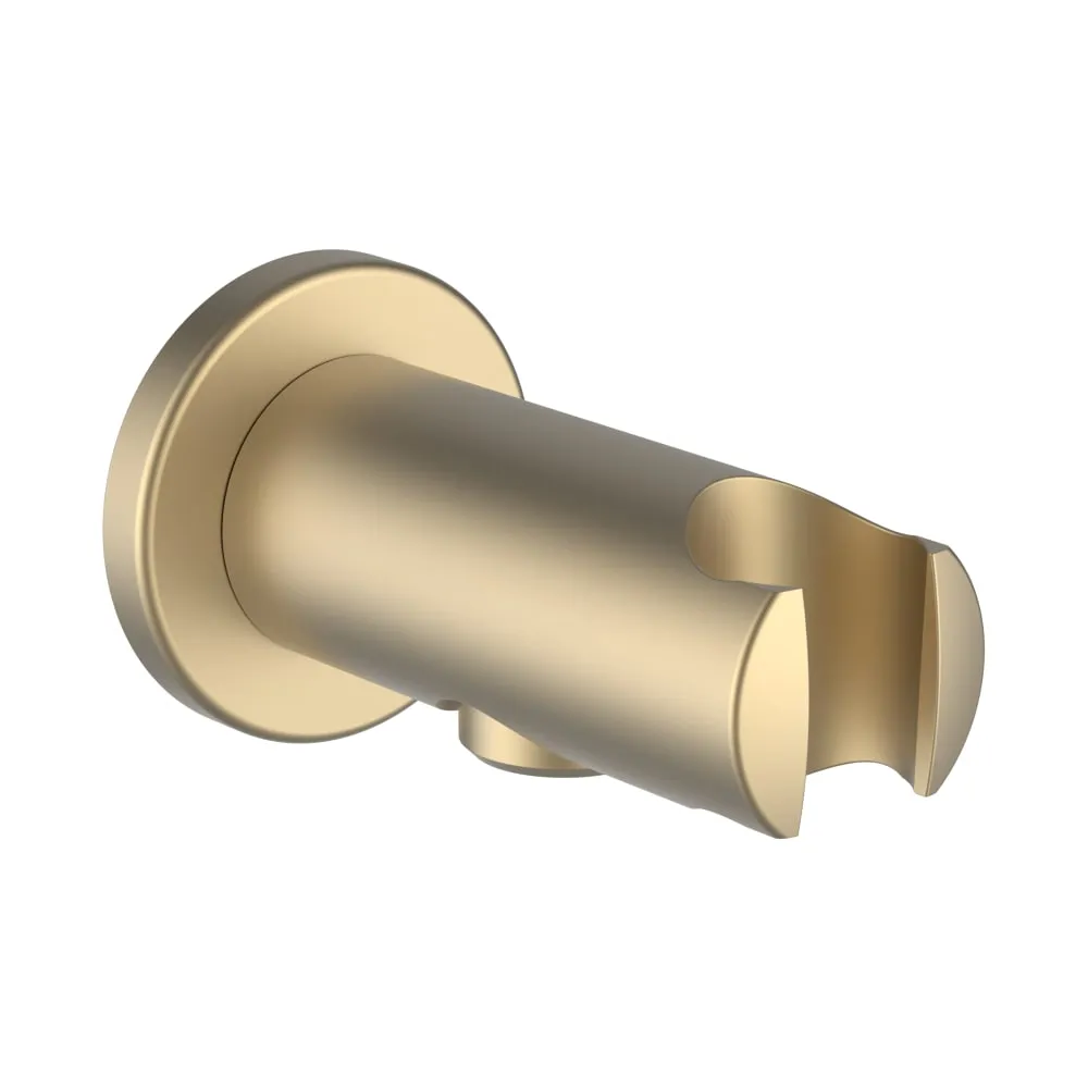 LAUFEN BRAUSEPROGRAMM Anschlussbogen für Handbrause, mit festem Halter, Ausladung 42 mm, mit Rückflussverhinderer, Vollmetall, PVD Blassgold matt #HF504778462000