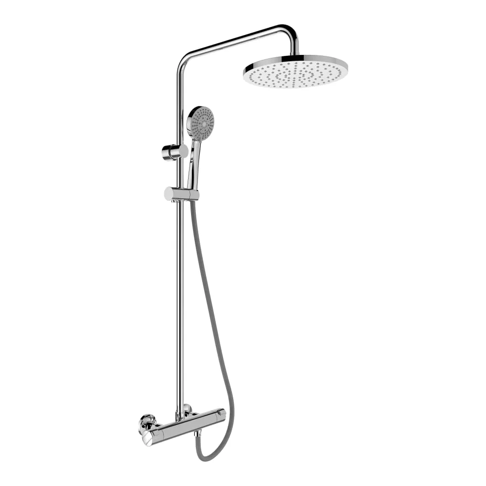 LAUFEN CITYPRO Thermostatische Showerstation, Anschlussdistanz 134-166 mm, mit Verschraubungen, mit Kunststoffschlauch 1600 mm, mit Regenbrause Ø 250 mm, mit Handbrause Stella 100 3F #HF501957100600