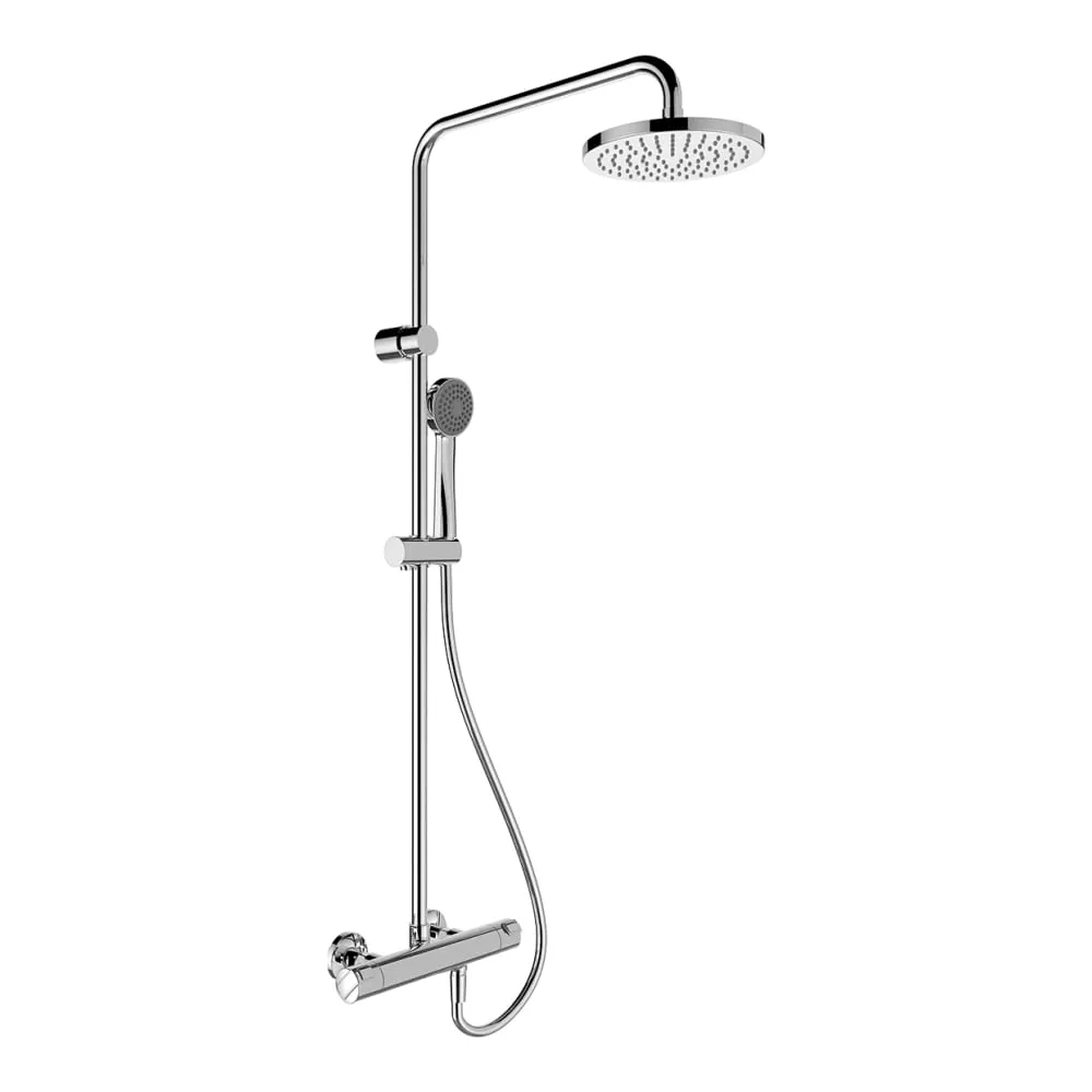 LAUFEN CITYPRO Thermostatische Showerstation, Anschlussdistanz 134-166 mm, mit Verschraubungen, mit Kunststoffschlauch 1600 mm, mit Regenbrause Ø 200 mm, mit Handbrause Stella 80 3F #HF500957100600