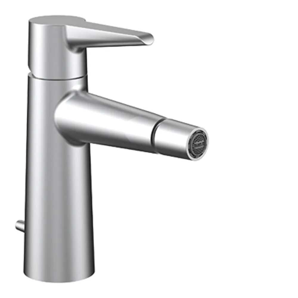 LAUFEN PURE Bidetmischer, Ausladung 121 mm, Festauslauf, Eco+ Funktion, mit Ablaufventil, PVD inox look #HF901710423000