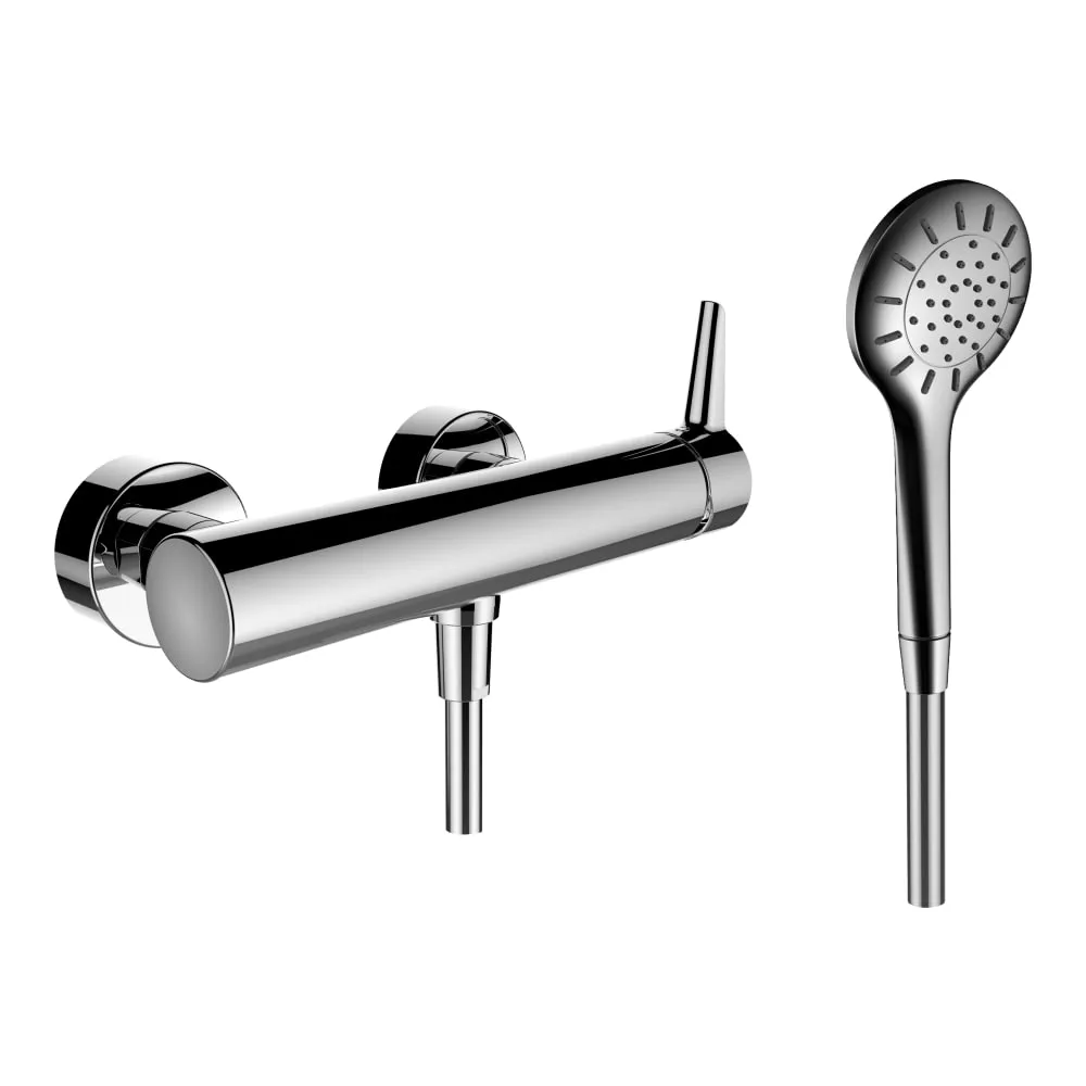 LAUFEN PURE Duschenmischer, Anschlussdistanz 134-166 mm, mit Verschraubungen, mit Kunststoffschlauch 1600 mm, mit Handbrause MyTwin100 #HF901750100600