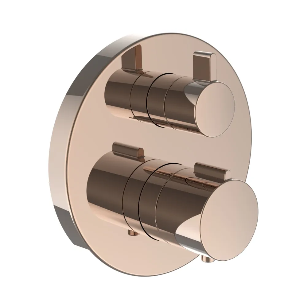 LAUFEN THERM Twin, Fertigmontage-Set für thermostatischen 2-Griff Unterputz-Duschenmischer, zu Simibox Standard & Simibox Light, PVD Rosegold #HF905474465000