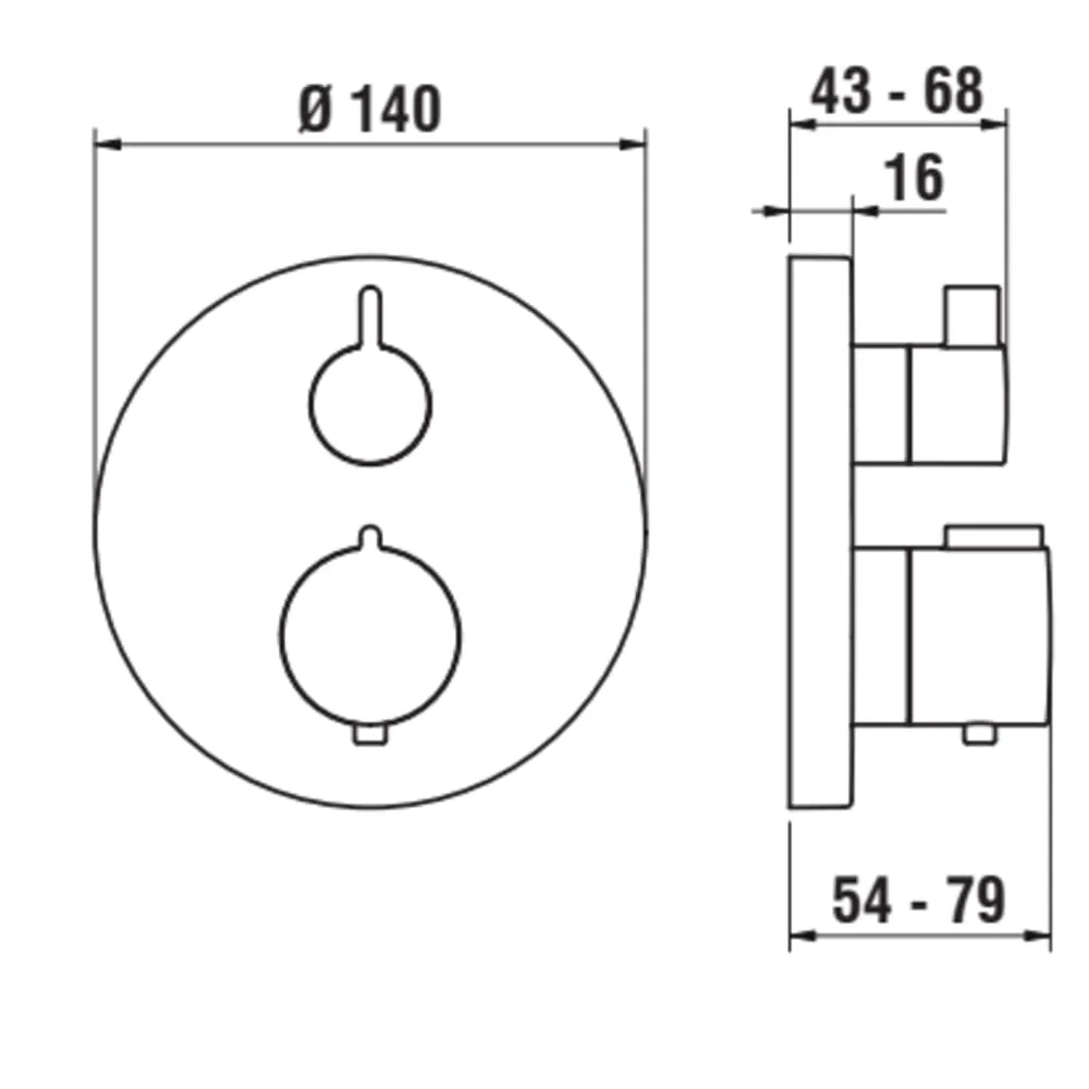 LAUFEN THERM Twin, Fertigmontage-Set für thermostatischen 2-Griff Unterputz-Bademischer, zu Simibox Standard & Simibox Light, PVD inox look #HF905475423000