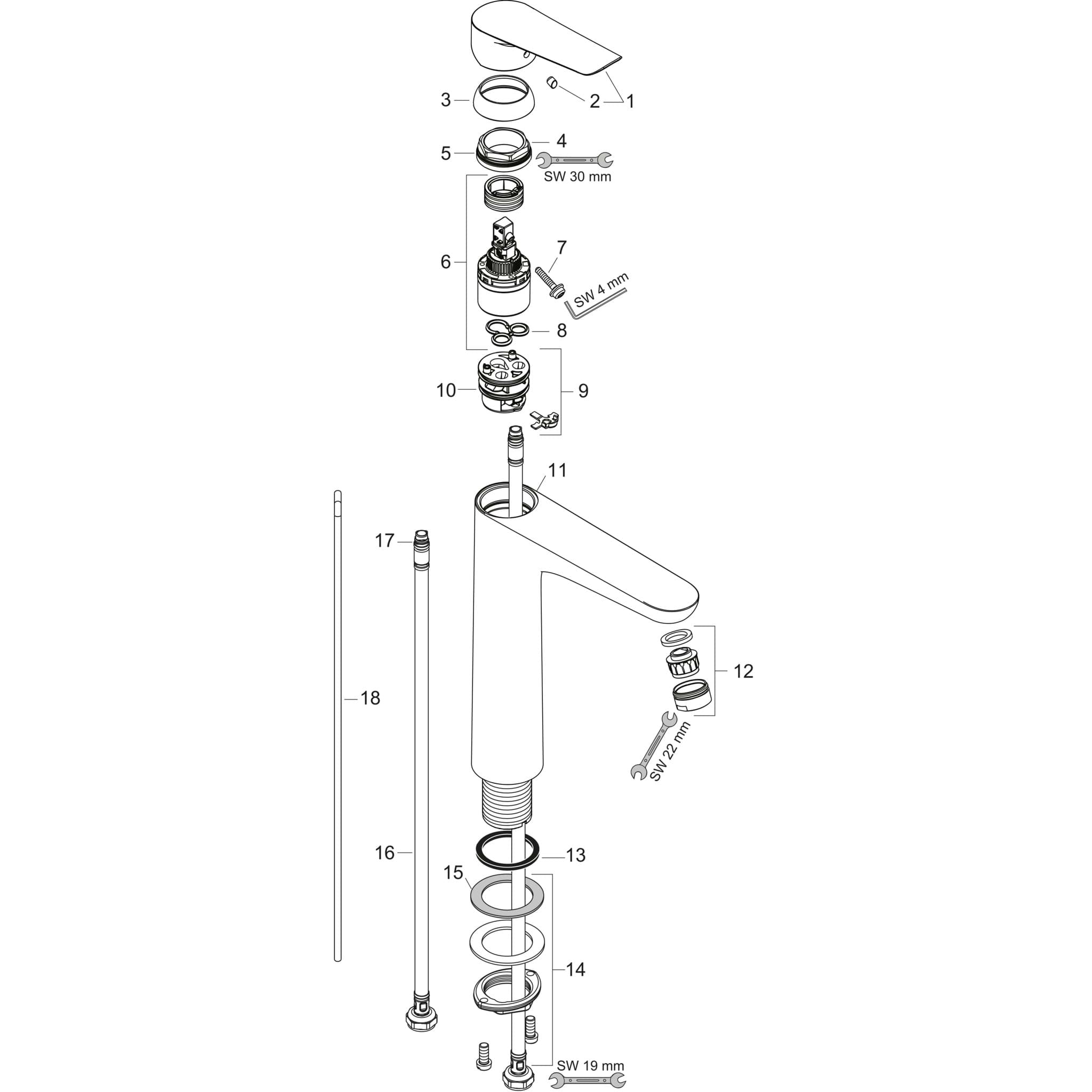 HANSGROHE Logis E Einhebel-Waschtischmischer 230 CoolStart mit Push-Open Ablaufgarnitur #71517000