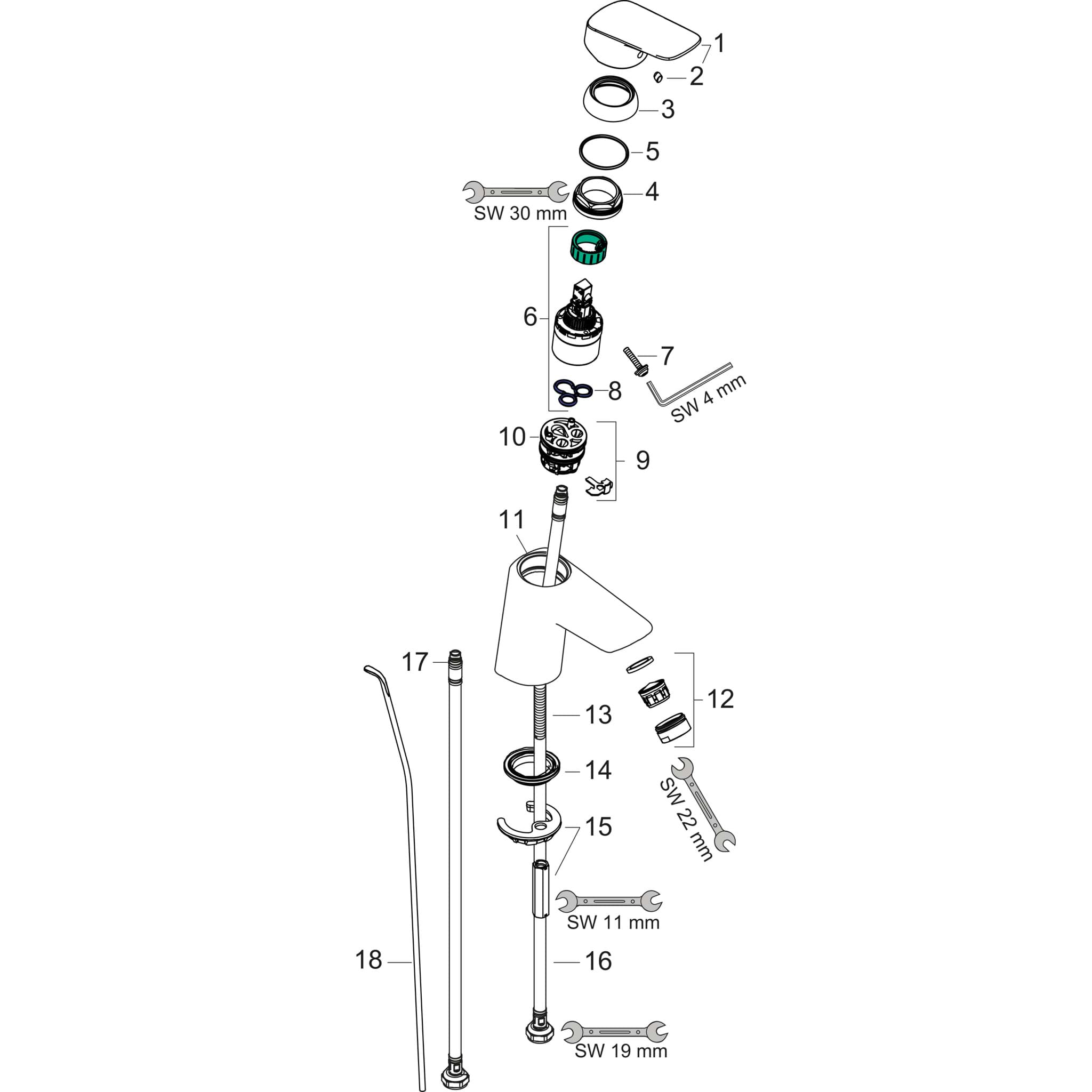 HANSGROHE MyCube Einhebel-Waschtischmischer M mit Zugstangen-Ablaufgarnitur #71010000
