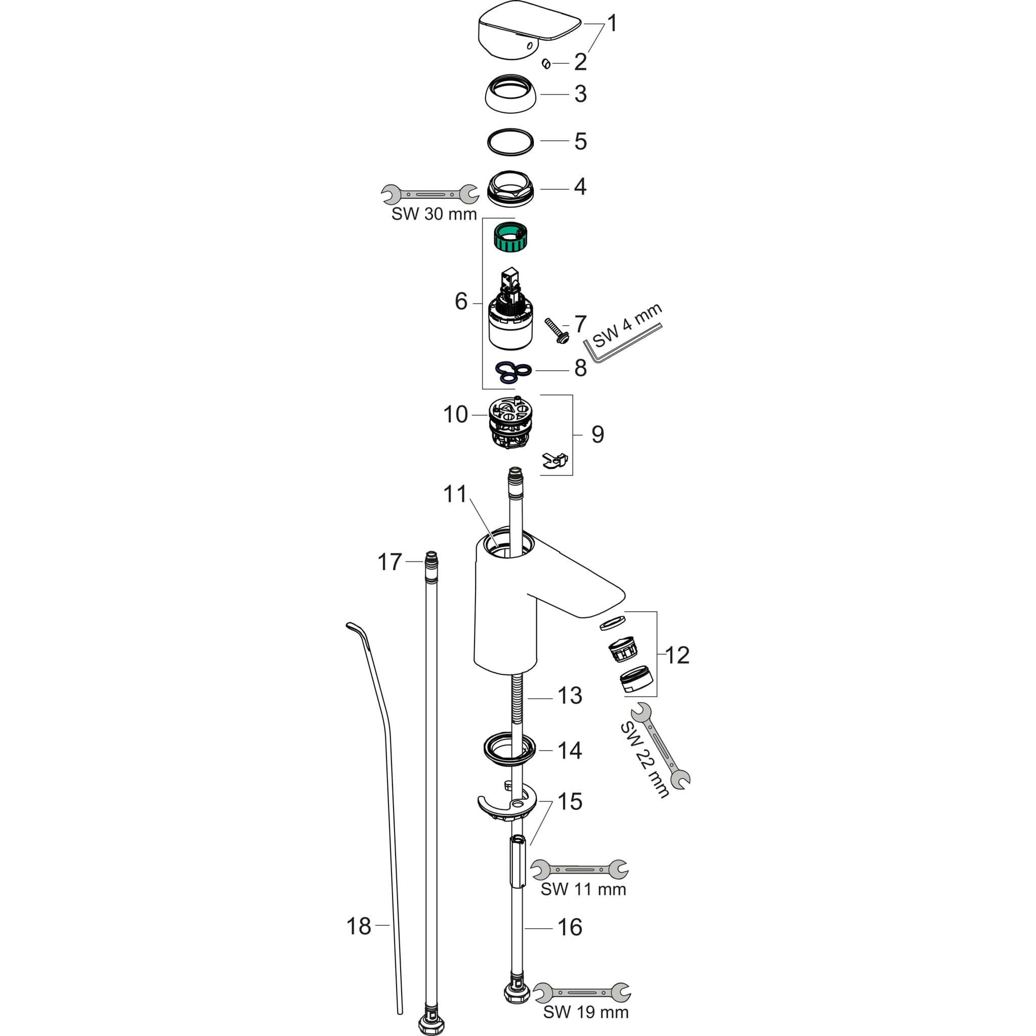 HANSGROHE MyCube Einhebel-Waschtischmischer L mit Zugstangen-Ablaufgarnitur #71011000