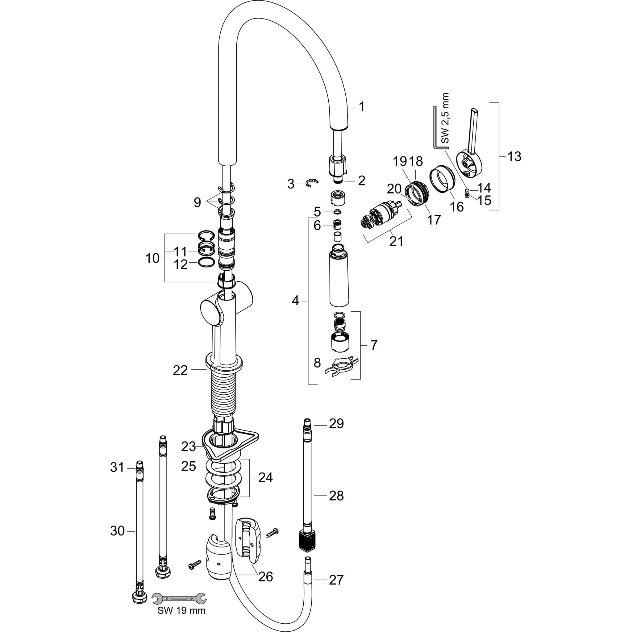 HANSGROHE Talis M54 Einhebel-Küchenmischer 210, EcoSmart, Ausziehbrause, 2jet #72842000 - Chrom
