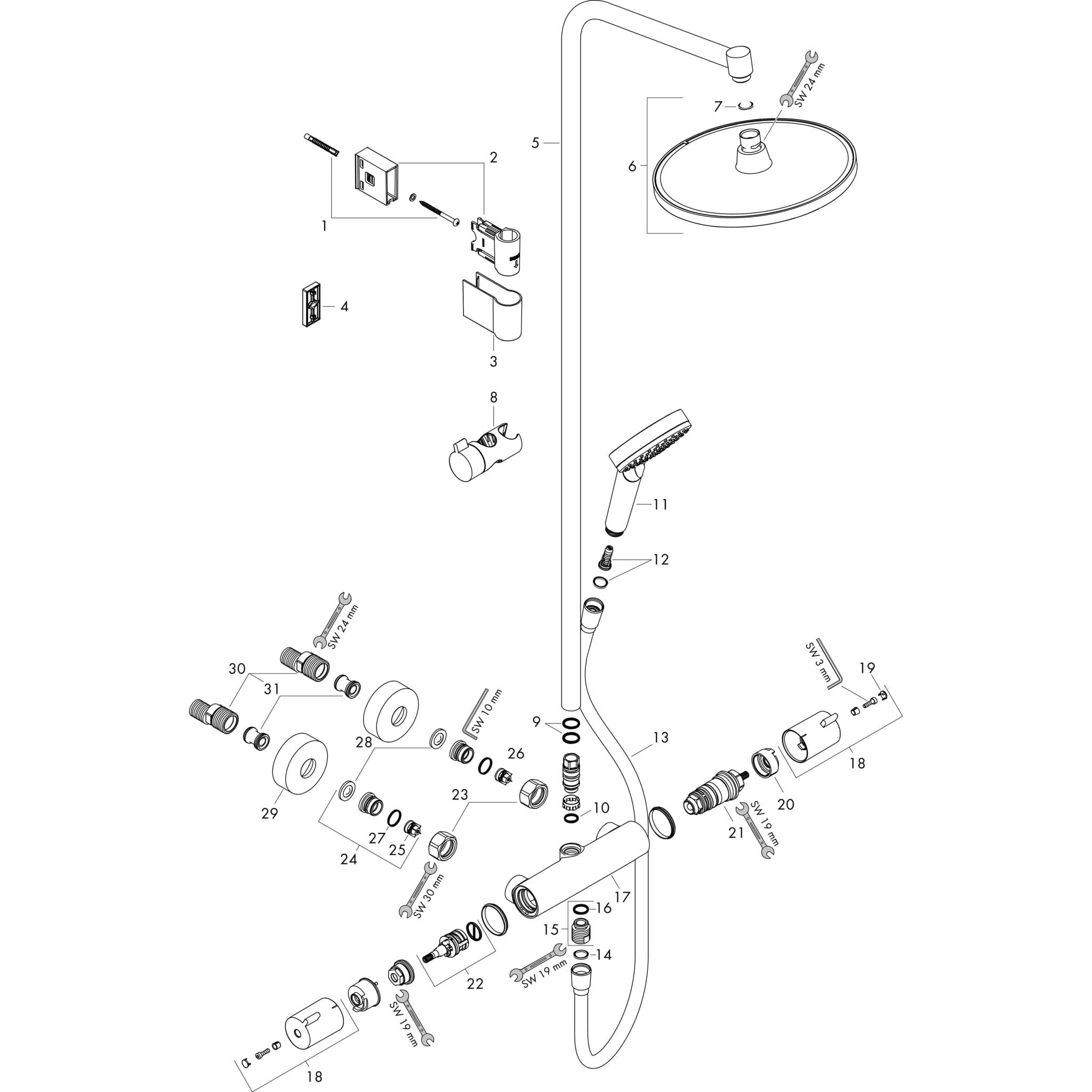 HANSGROHE Crometta S Showerpipe 240 1jet mit Thermostat Varia #26781000 - Chrom