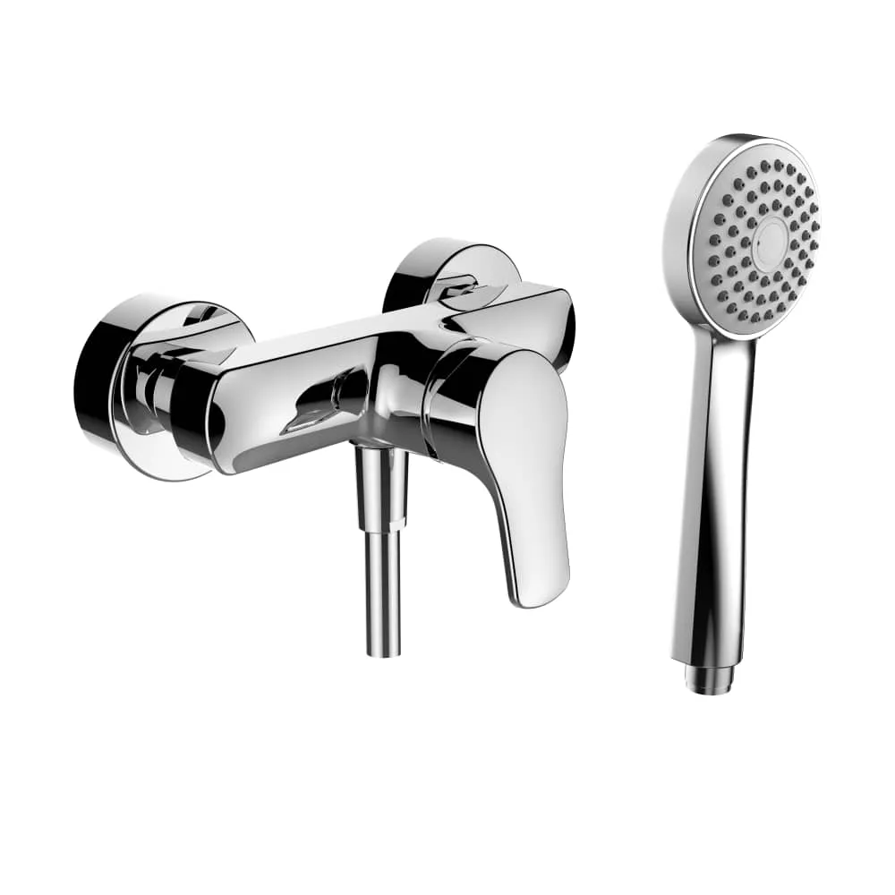 LAUFEN CITYPRO Duschenmischer, Anschlussdistanz 134-166 mm, mit Verschraubungen, mit Kunststoffschlauch 1600 mm, mit Handbrause Stalla 80 1F, Chrom #H3319570041311