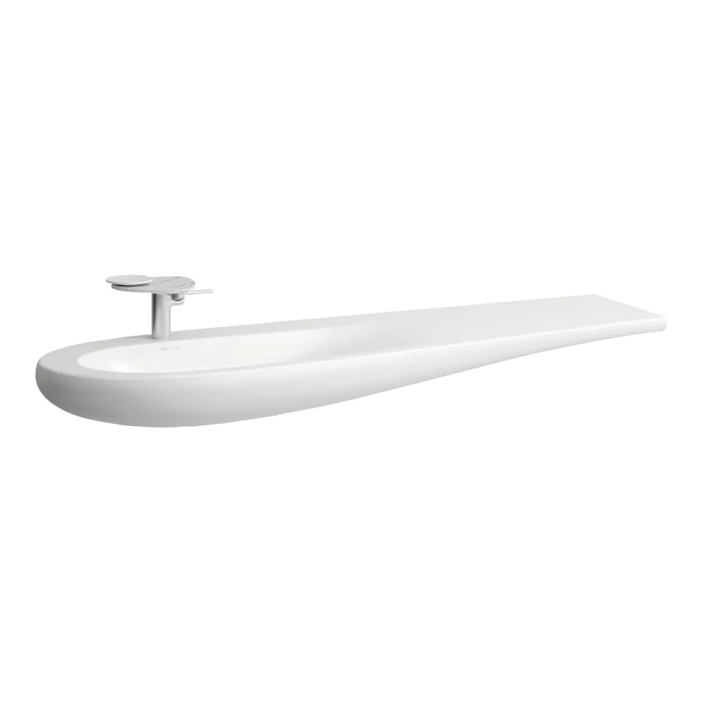 LAUFEN ILBAGNOALESSI Möbelwaschtisch, Ablage rechts, mit verdecktem Überlauf, inkl. Ablaufventil mit Ventilabdeckung Keramik 1600 x 500 x 165 mm #H8149714001041 - 400 - Weiẞ LCC (LAUFEN Clean Coat)