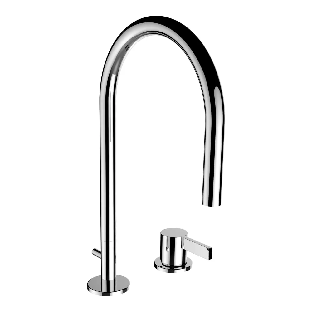 LAUFEN Kartell LAUFEN 2-Loch Waschtischmischer, Ausladung 166 mm, Schwenkauslauf, mit Ablaufventil #H3113320042211