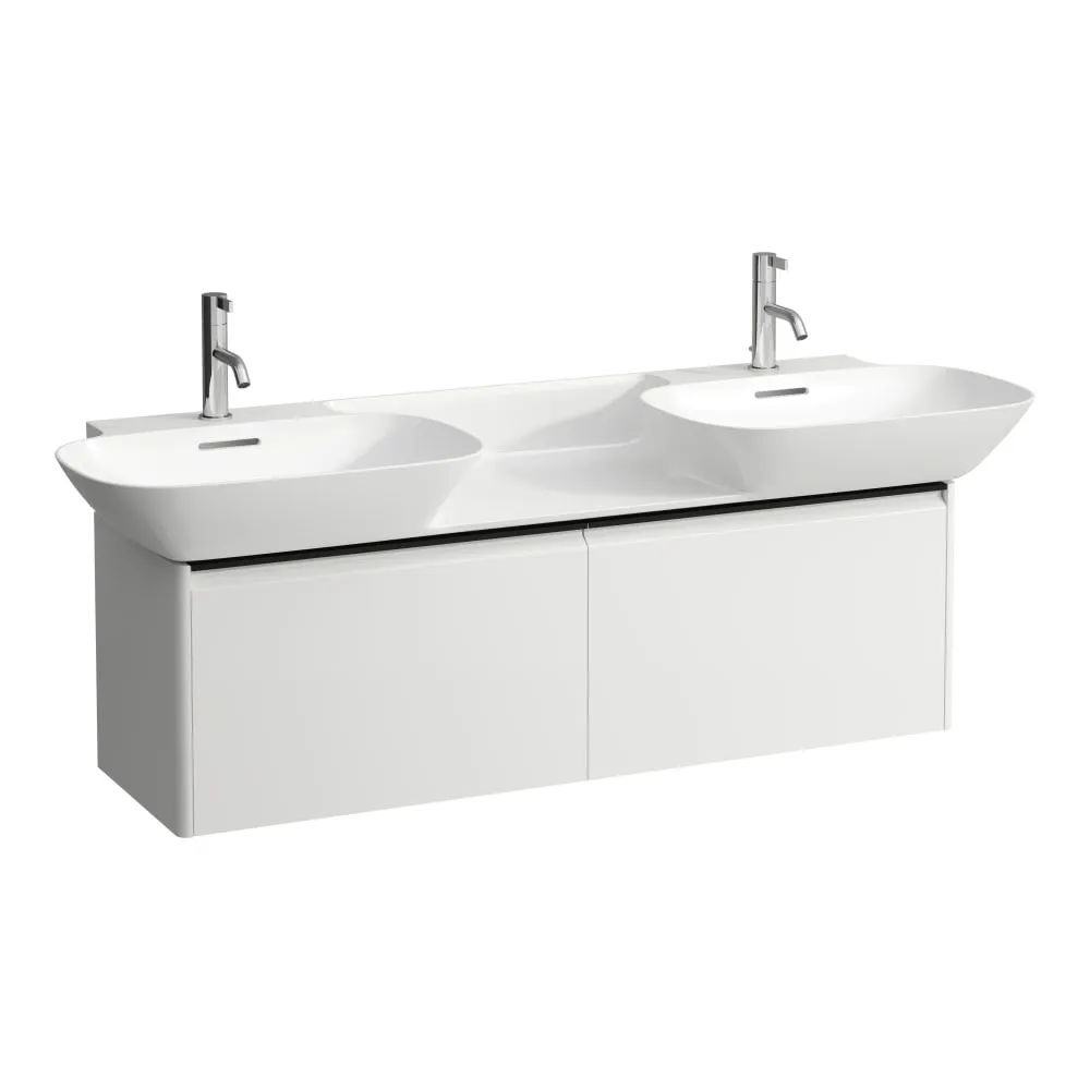 LAUFEN BASE Waschtischunterbau, 2 Schubladen, passend zu Waschtisch H814304, mit Griff Aluminium schwarz 1170 x 350 x 370 mm #H4030161102661 - 260 - Weiß matt