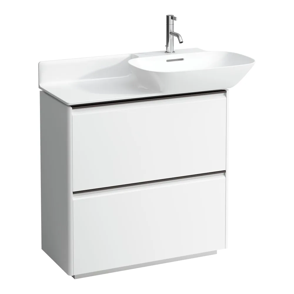LAUFEN BASE Waschtischunterbau, 2 Schubladen, bodenstehend, mit Griff Aluminium schwarz, passend zu Möbelwaschtischen H813301, H813302 770 x 350 x 775 mm #H4030041102661 - 260 - Weiß matt